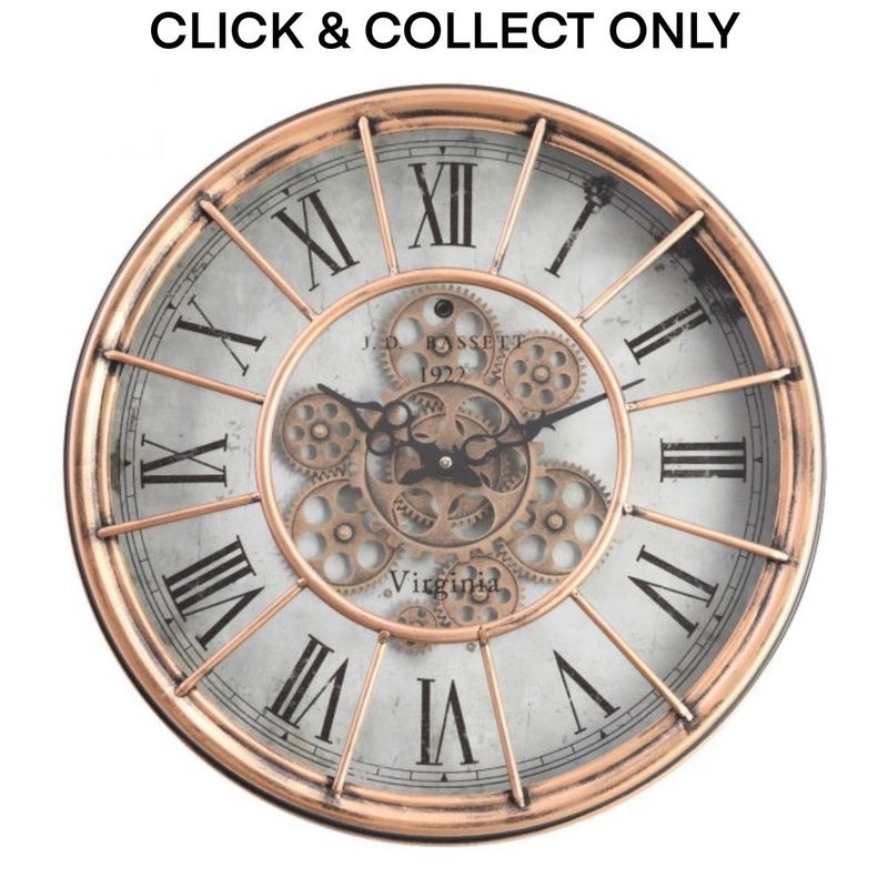 Cog Wall Clock French Basset 47cm - Copper