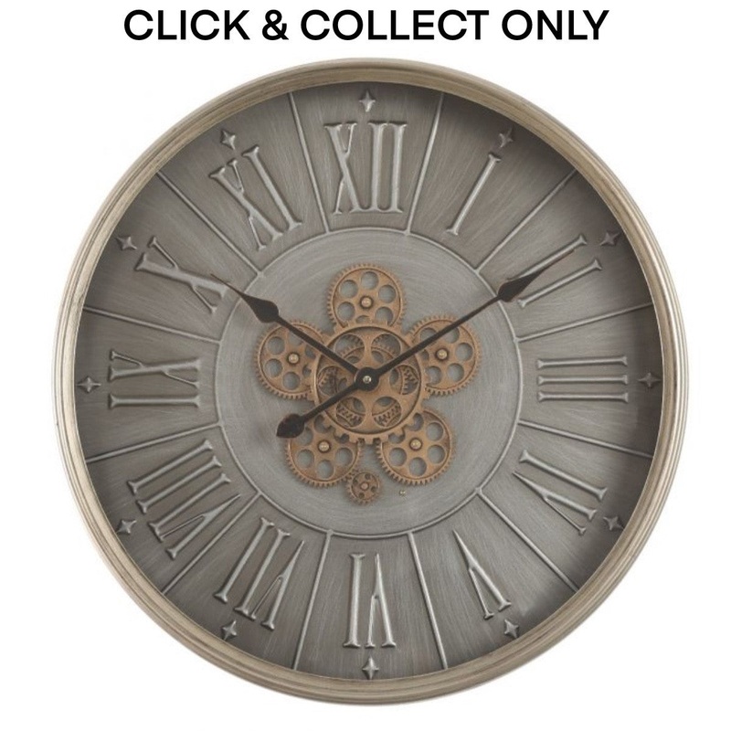 Cog Wall Clock French George Modern 60cm - Grey