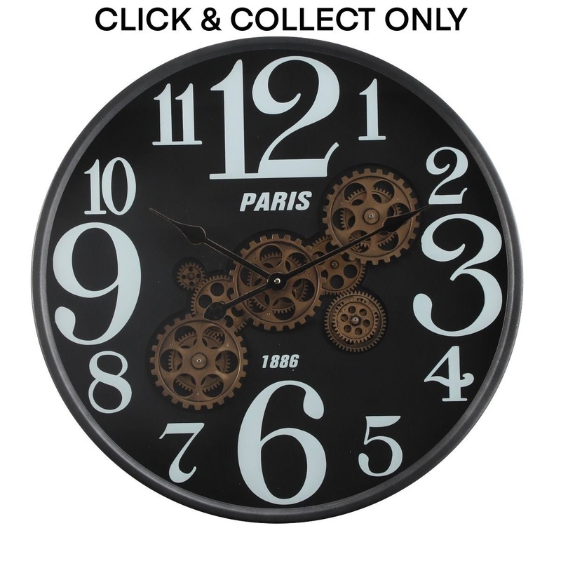 Cog Wall Clock Modern Paris 60cm - Black