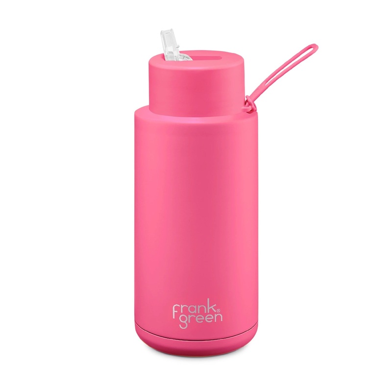 Frank Green Ceramic Reusable Bottle 34oz / 1000ml - Neon Pink