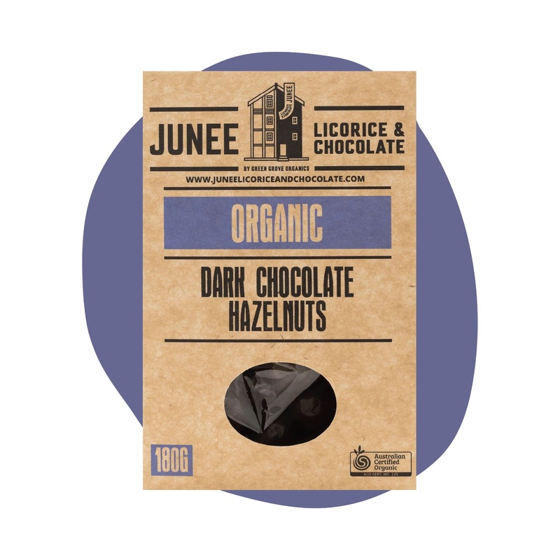 Junee Licorice & Chocolate: Dark Chocolate Hazelnuts 180g