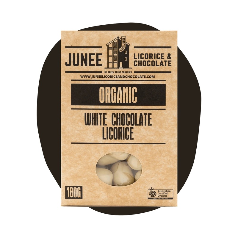 Junee Licorice & Chocolate: White Chocolate Licorice 180g