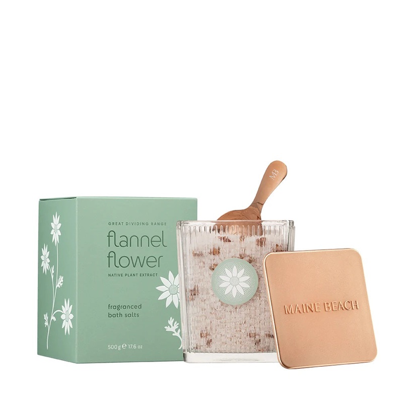 Maine Beach Flannel Flower - Bath Salts 500g - Jar & Metal Spoon
