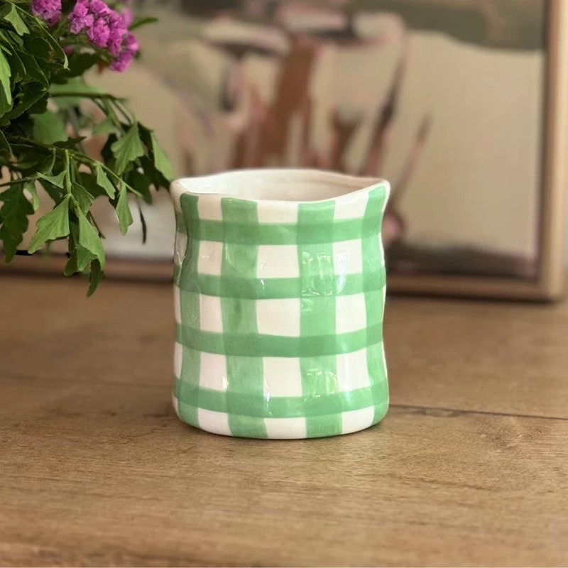 Noss & Co Candle Large - Japanese Honey Suckle - Mint Green Gingham