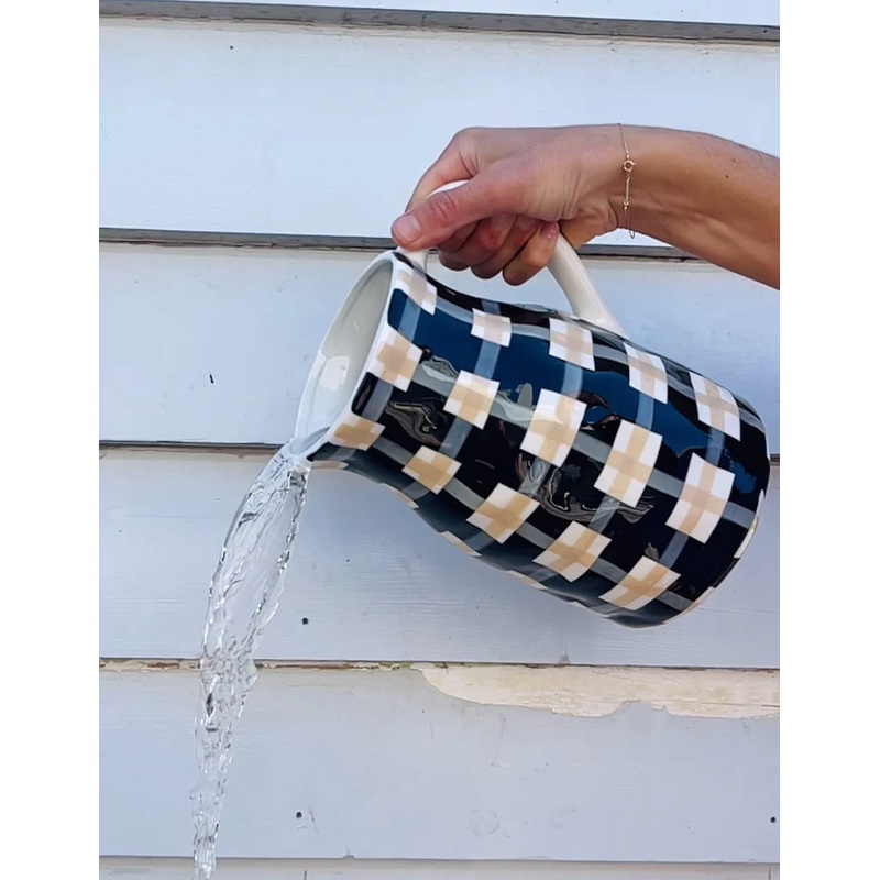Noss & Co Large Jug - Black & Beige Gingham