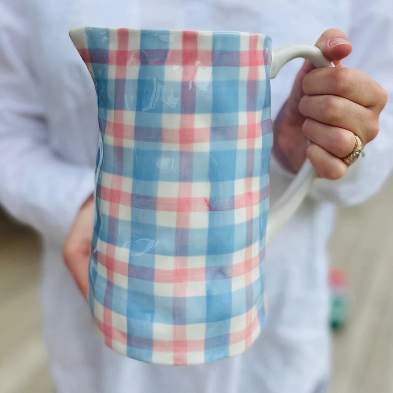 Noss & Co Medium Jug - Blue & Pink Gingham