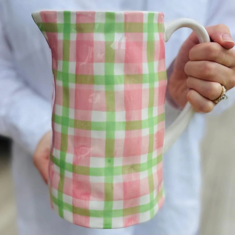 Noss & Co Medium Jug - Pink & Green Gingham