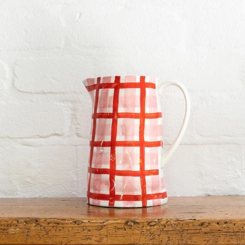 Noss & Co Medium Jug - Pink & Red Gingham