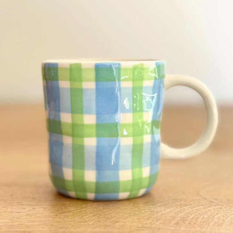 Noss & Co Mug - Cornflower Blue & Mint Green Gingham