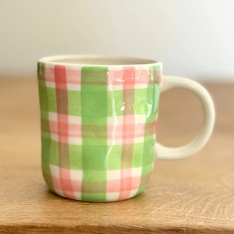 Noss & Co Mug - Mint Green & Pink Gingham