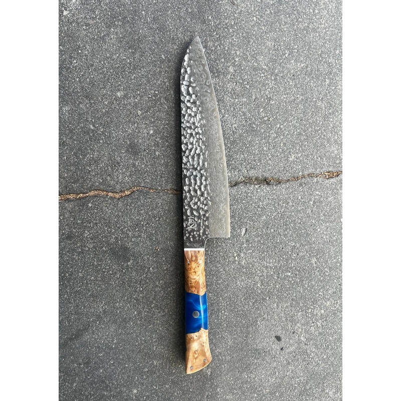 Koi Chef's Knife Hammered 67 - Blue Handle