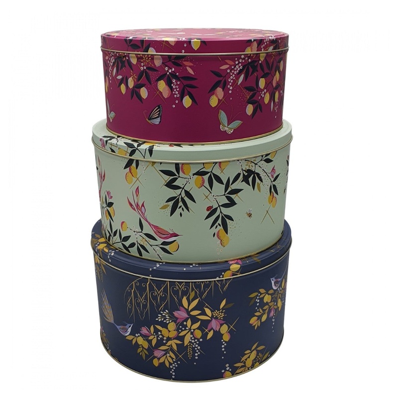 Sara Miller Orchard Large Round Tin - Set of 3