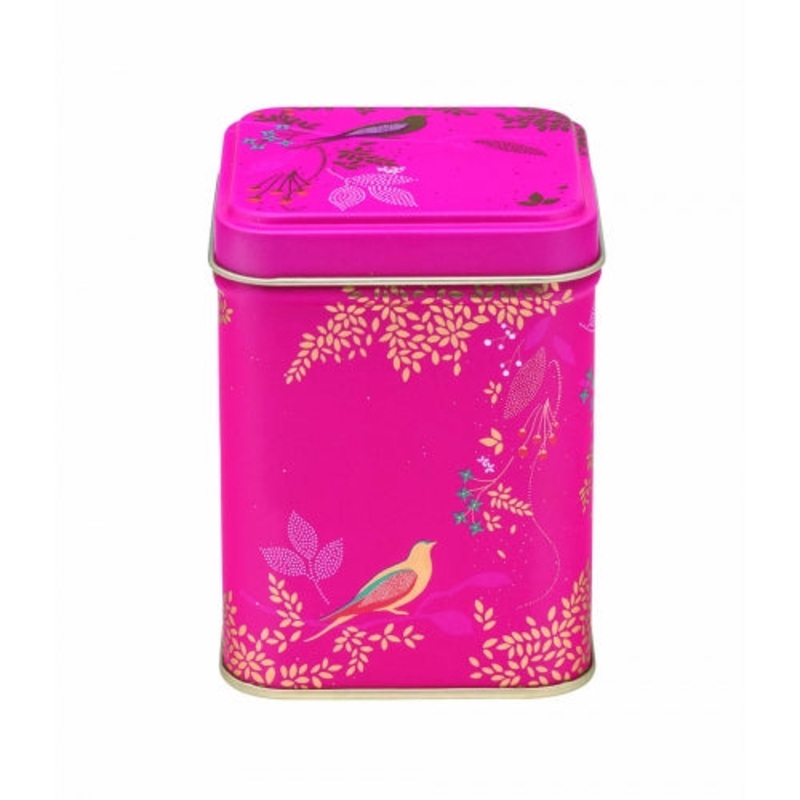 Sara Miller Square 100gm Tin - Pink Bird