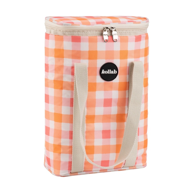 Kollab Wine Cooler Bag - Watermelon Peach Check