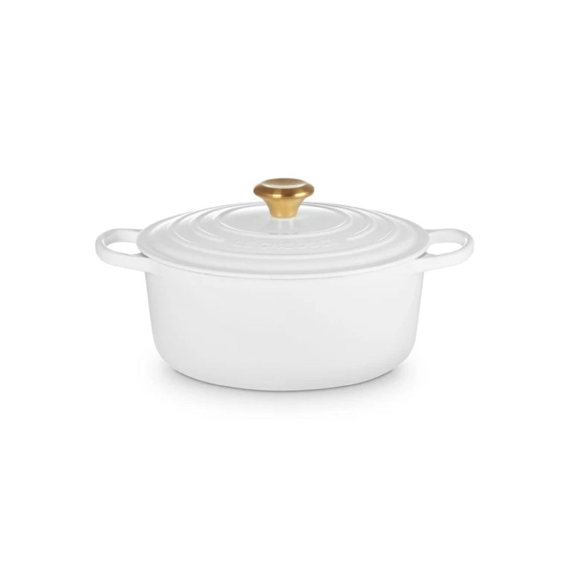 Le Creuset Signature Round Casserole 26cm - White Gold