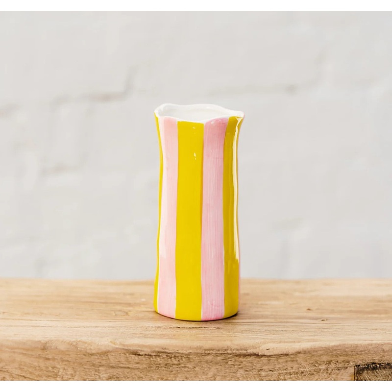 Noss & Co Vase Small - Pink & Yellow Stripe