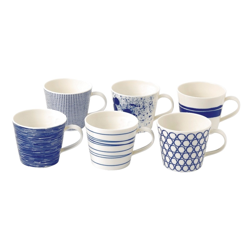 Royal Doulton Pacific Mugs Set of 6 - Blue