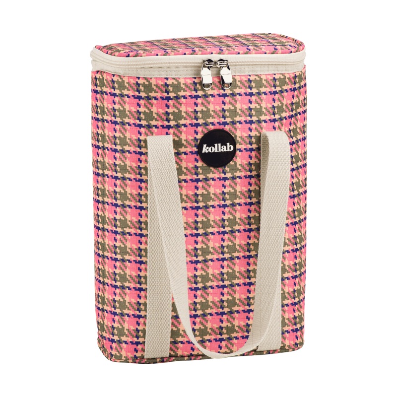 Kollab Wine Cooler Bag - Pink Houndstooth