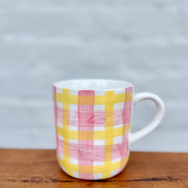 Noss & Co Mug - Pink & Yellow Gingham
