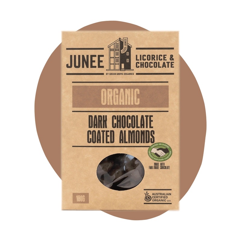 Junee Licorice & Chocolate: Dark Chocolate Almonds 180g