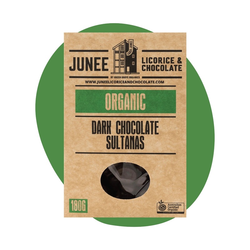 Junee Licorice & Chocolate: Dark Chocolate Sultanas 180g