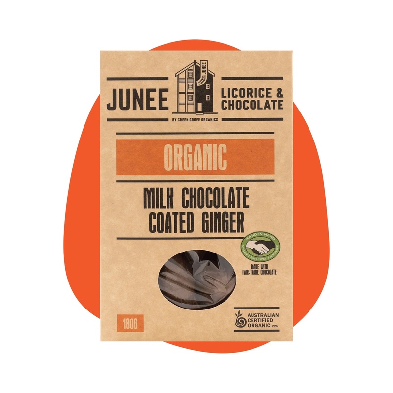 Junee Licorice & Chocolate: Milk Chocolate Ginger 180g