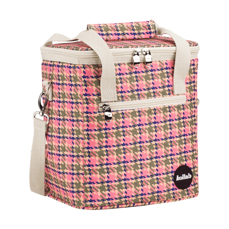 Kollab Mini Cooler - Pink Houndstooth