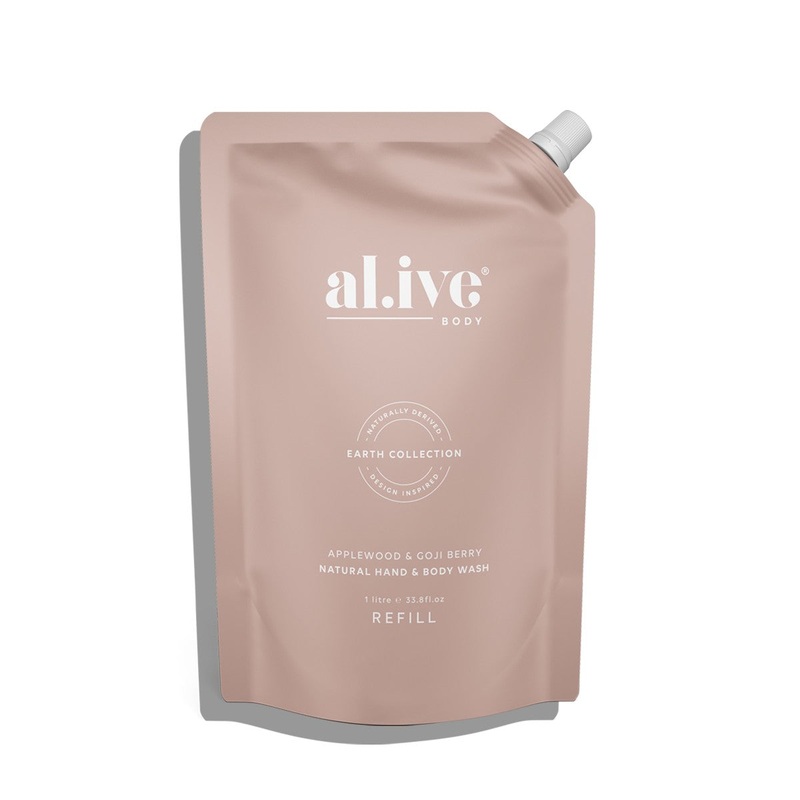 al.ive Hand & Body Wash Refill Pouch 1lt - Applewood & Goji Berry
