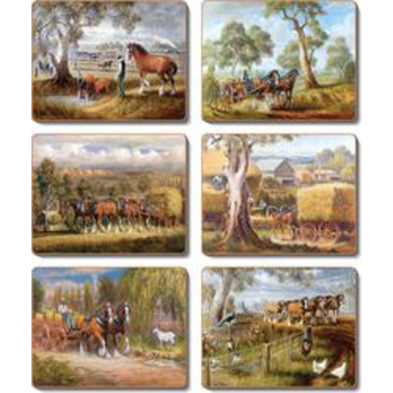 Cinnamon 'Working Horses' Coasters Set of 6