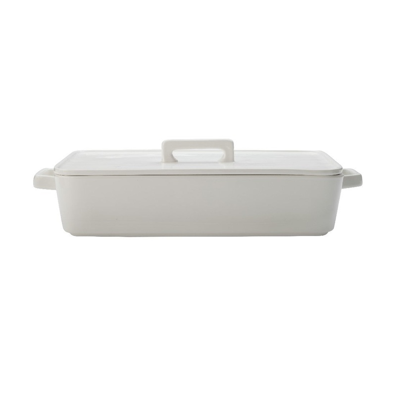 MW Epicurious Rectangular Baker with Lid 32x22.5x7cm White Gift Boxed
