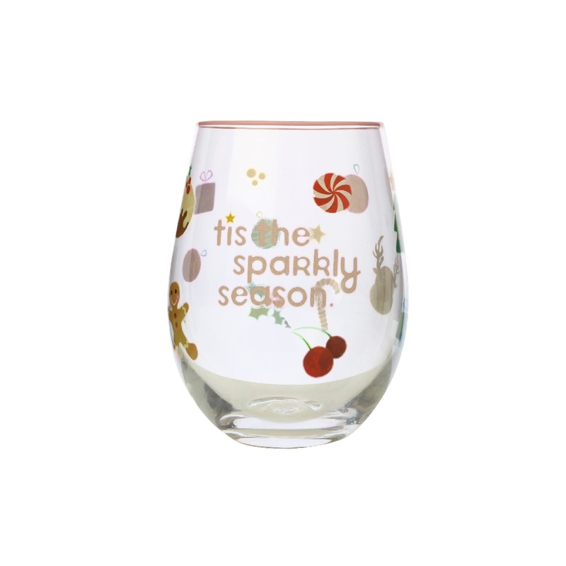 MW Kasey Rainbow Sparkly Season Stemless Glass 500ML Pink Gift Boxed