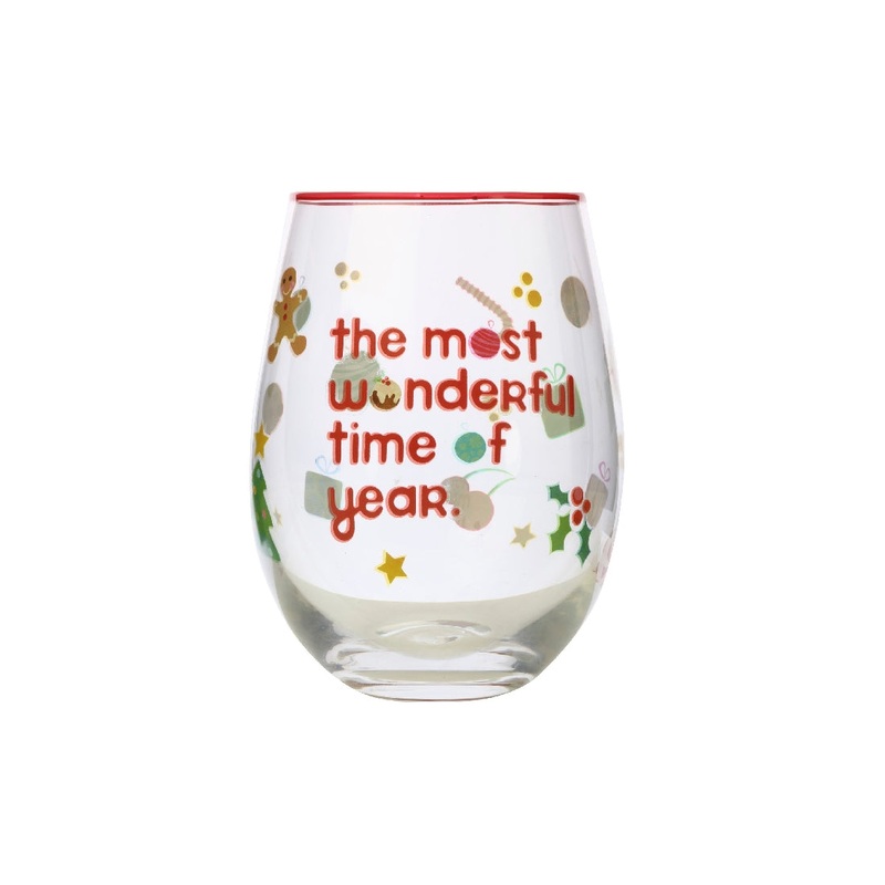 MW Kasey Rainbow Sparkly Season Stemless Glass 500ML Red Gift Boxed