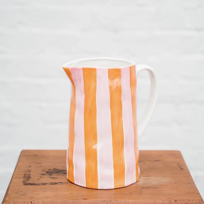 Noss & Co Medium Jug - Orange & Pink Stripe