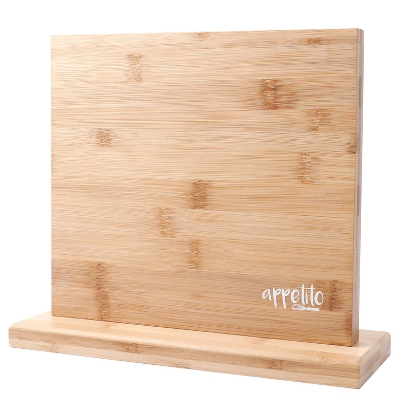 Appetito Double Sided Magnetic Knife Block - Bamboo