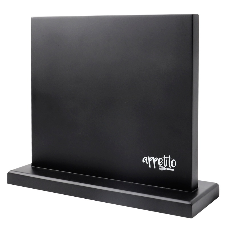 Appetito Double Sided Magnetic Knife Block - Matte Black