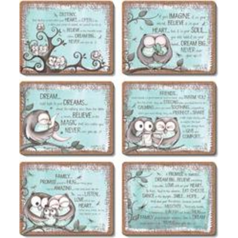 Cinnamon 'Mint Owl' Placemats set of 6