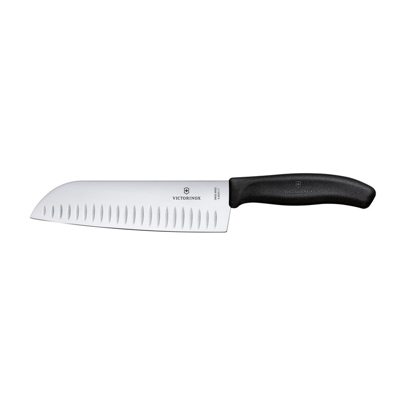 Victorinox Santoku Knife Fluted Blade 17cm - Black