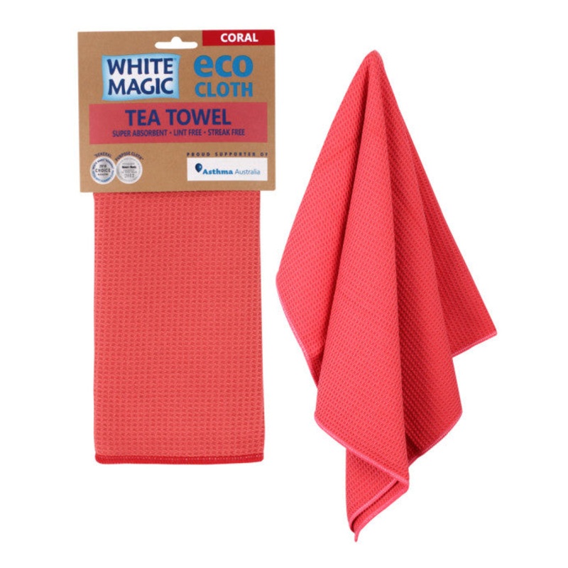 White Magic Tea Towel Eco Cloth - Coral