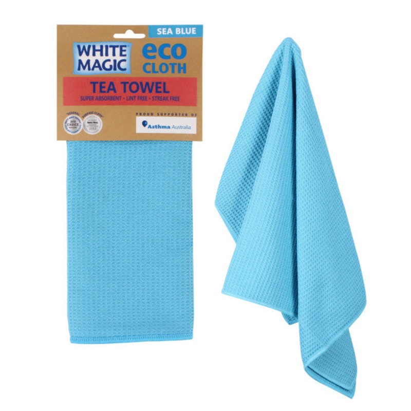 White Magic Tea Towel Eco Cloth - Sea Blue