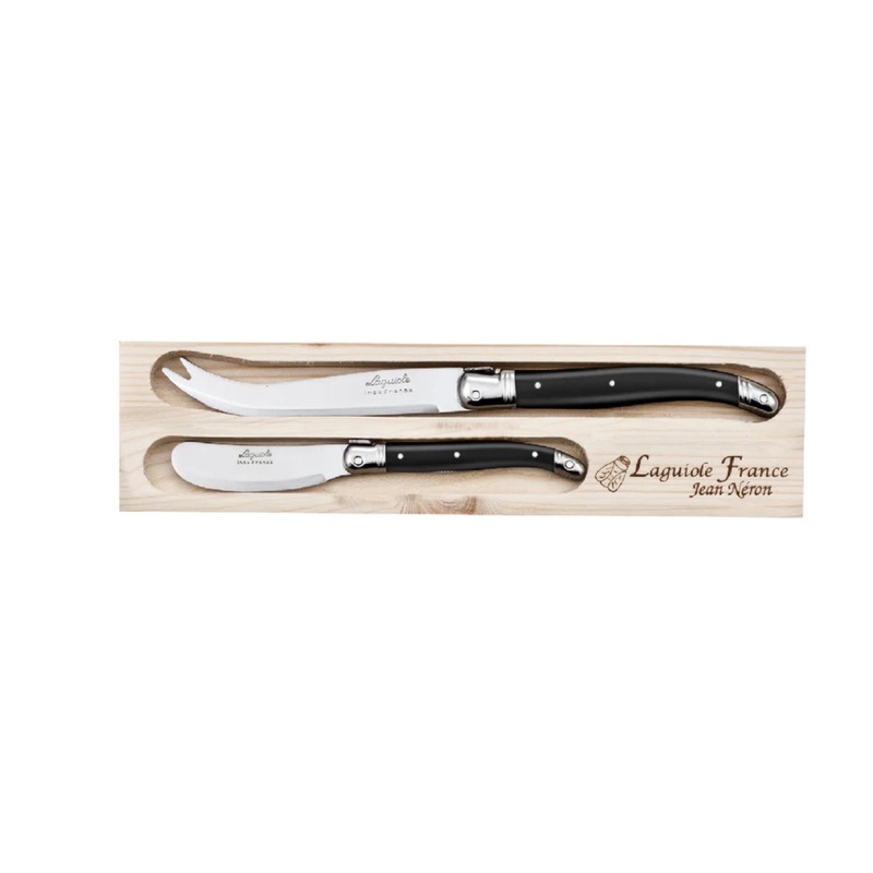 La Guiole Cheese Knife & Spreader Set - Black