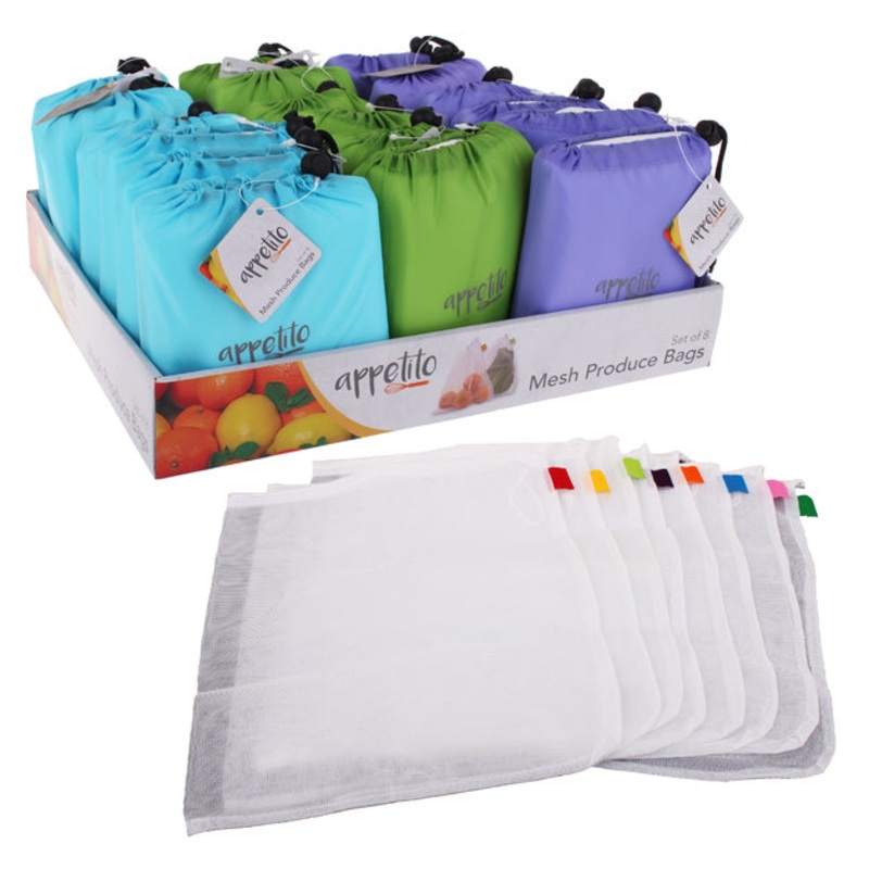 Appetito Mesh Produce Bag in Pouch - Set/8