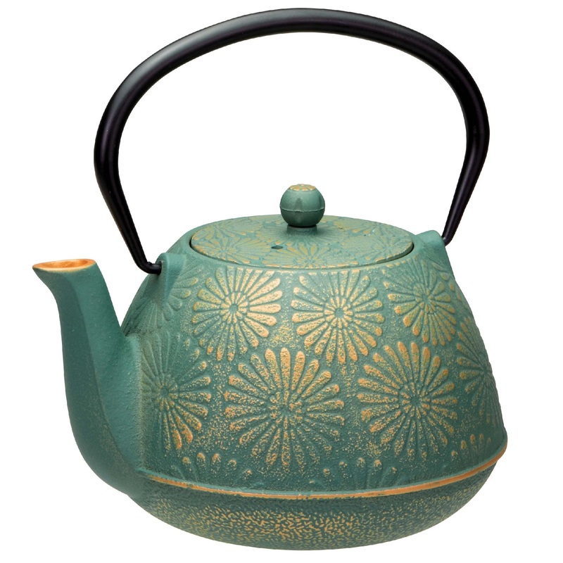 Avanti Cast Iron Teapot 1.2lt - Daisy Teal/Gold