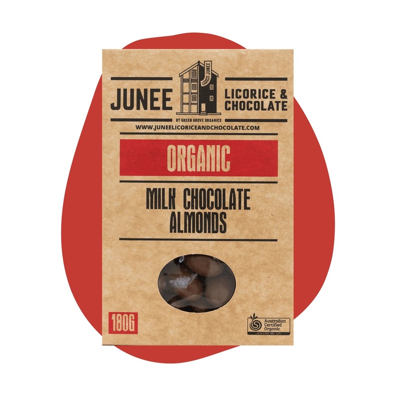 Junee Licorice & Chocolate: Milk Chocolate Almonds 180g