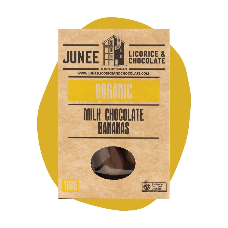 Junee Licorice & Chocolate: Milk Chocolate Bananas 180g