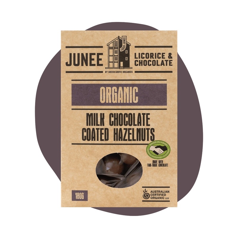 Junee Licorice & Chocolate: Milk Chocolate Hazelnuts 180g