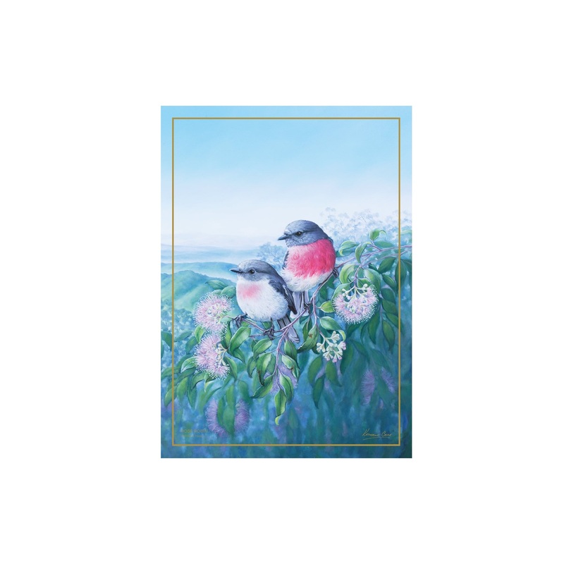 MW Birds of Australia KC 10yr Anniversary Tea Towel 50x70cm Rose Robin