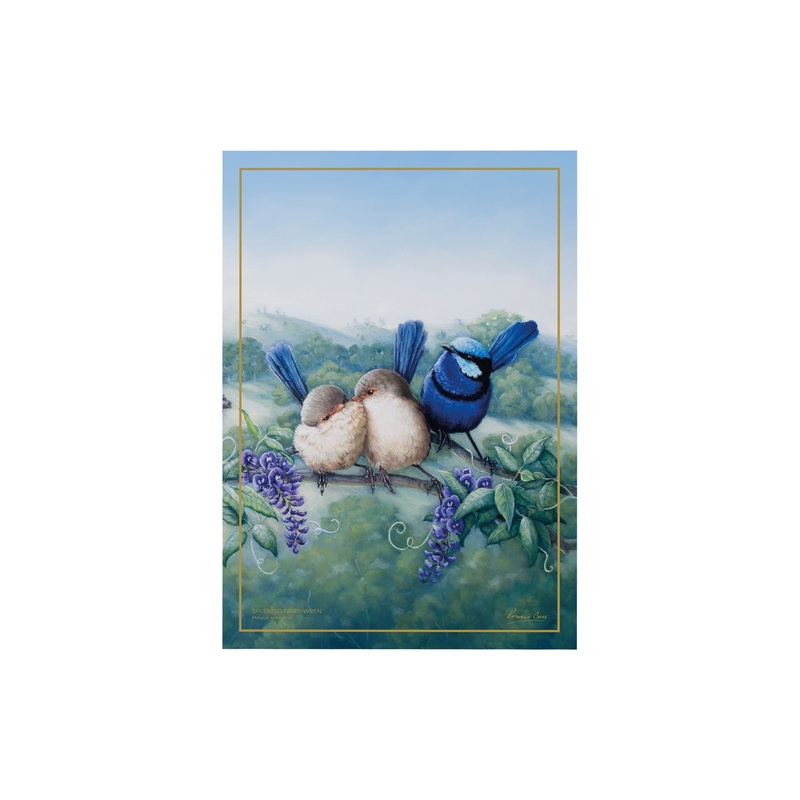 MW Birds of Australia KC 10yr Anniversary Tea Towel 50x70cm Splendid Fairy Wren