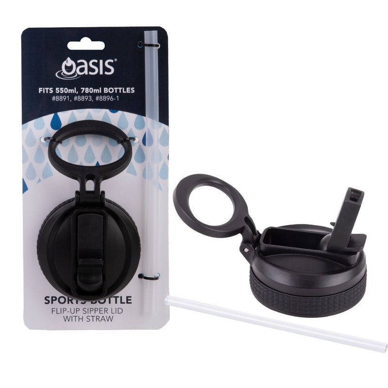 Oasis Replacement Sipper Lid & Straw - Black
