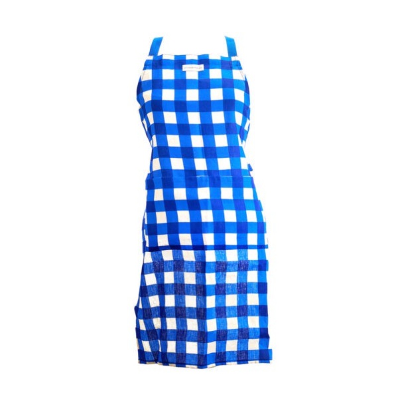Annabel Apron - Linen - Cobalt Check