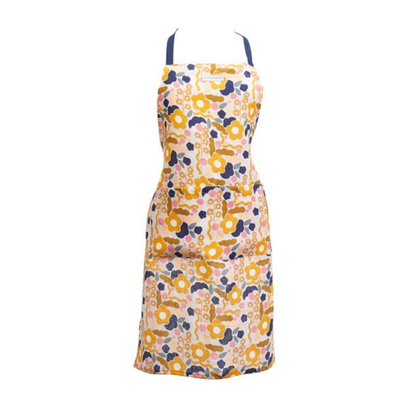 Annabel Apron - Linen - Floral Puzzle Mustard